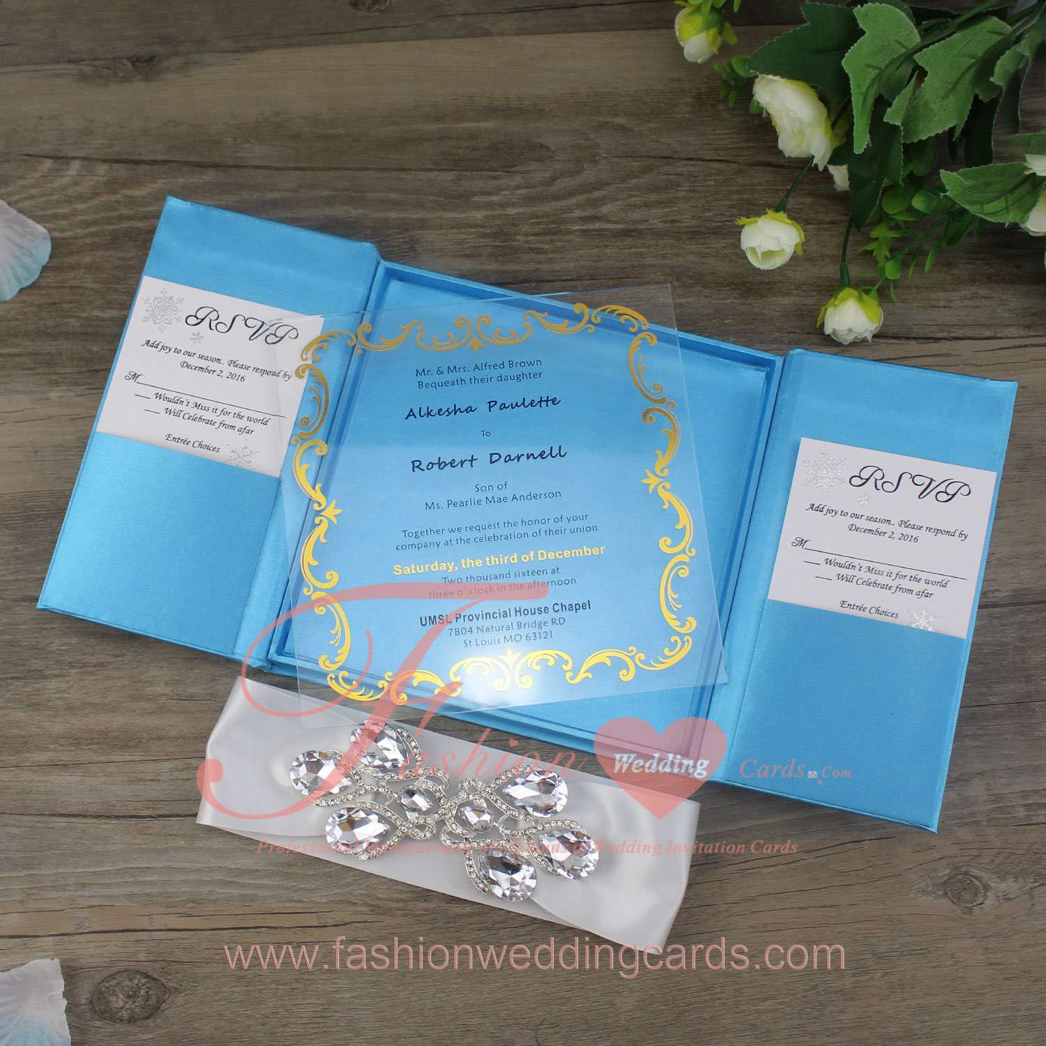 Clear Acrylic Wedding Invitations with Silk Box